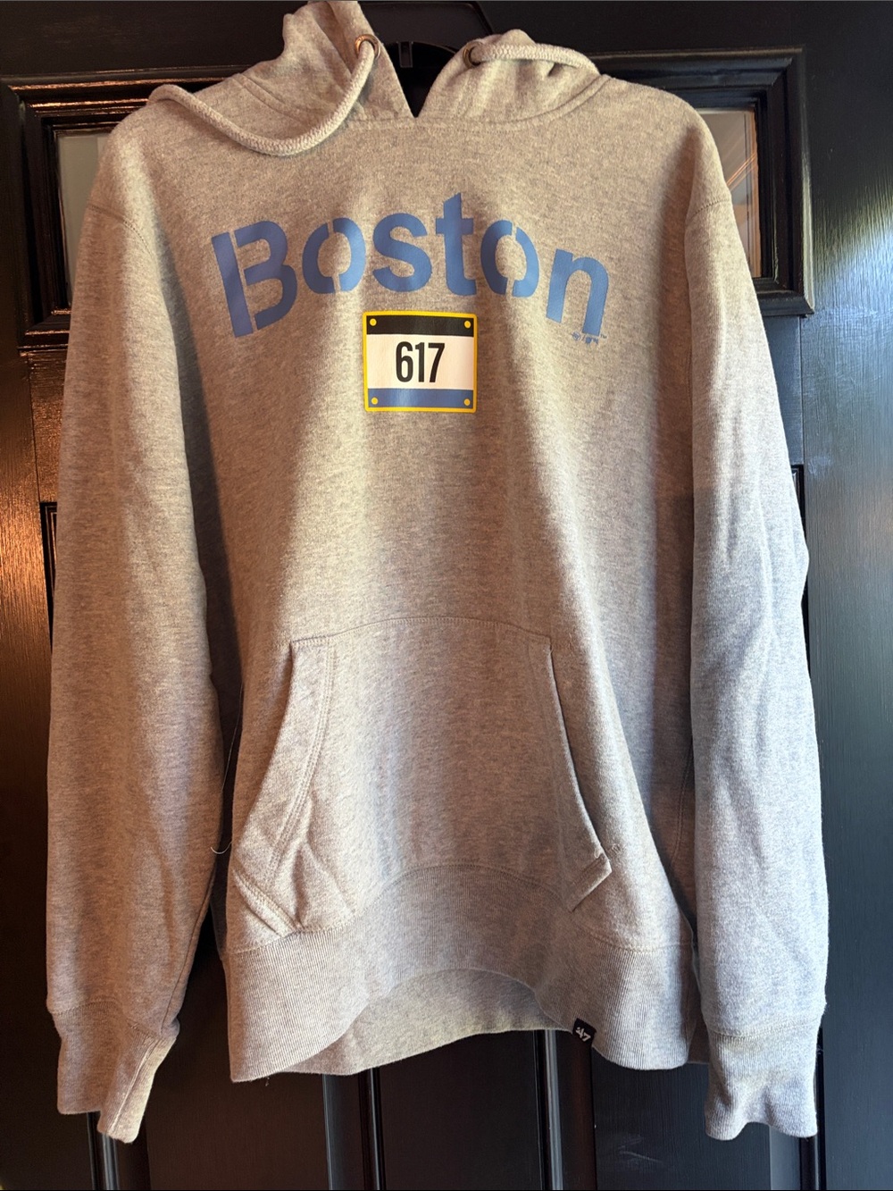 47 Brand Gray Fleece-Lined Hoodie- Boston   Red Sox City Connect logo